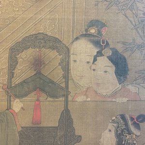 Chinese school, after Su Hanchen (1094-1172), ink and colour on silk: a lady and children near a fish bowl — photo 19