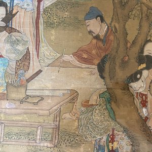 Chinese school, after Zhao Danian, ink and color on silk: 'Painter at work', 17/18th C. — 照片 8