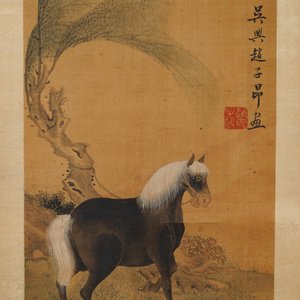 Chinese school, after Zhao Mengfu (1254-1322), ink and colour on silk, 19/20th C.: 'Four horses' — photo 4