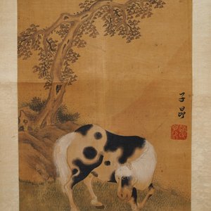 Chinese school, after Zhao Mengfu (1254-1322), ink and colour on silk, 19/20th C.: 'Four horses' — photo 6
