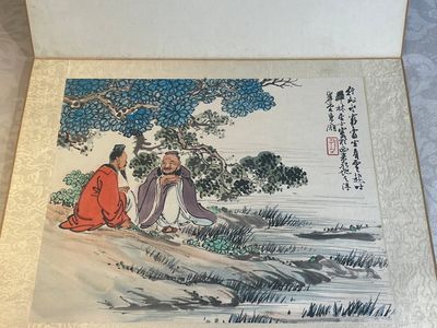 Chinese school: 'Album with eight various works', ink and colour on paper, 20th C. — 照片 18