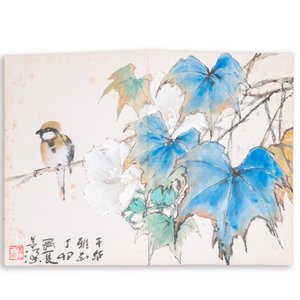 Chinese school: An album of twelve paintings with signatures of celebrities, a.o. Zhao Shaoang 趙少昂, ink and colour on paper, dated 1944 — photo 4