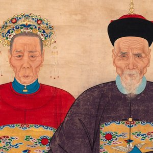 Chinese school: ancestor portrait, ink and colour on paper, 19th C. — foto 2