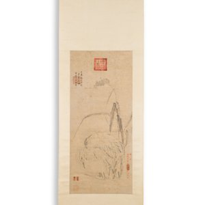 Chinese school, auteur onbekend, in de collectie van Shi Min 史敏 (1415-?): 'Reiger en kalmoes', aquarel op papier, gedateerd 1427 maar wellicht later — foto 3