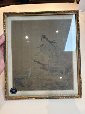 Chinese school: 'Bodhisattva and a Dragon', ink and colour on silk, 19th C. — foto 1