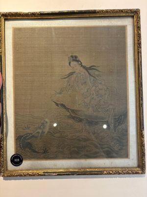 Chinese school: 'Bodhisattva and a Dragon', ink and colour on silk, 19th C. — foto 2