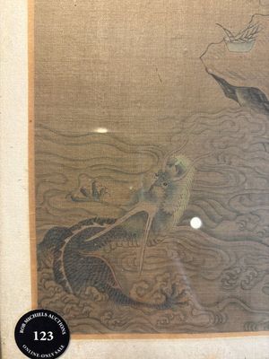 Chinese school: 'Bodhisattva and a Dragon', ink and colour on silk, 19th C. — foto 3