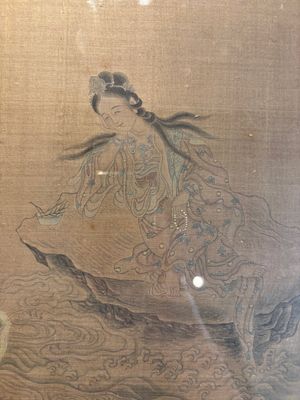 Chinese school: 'Bodhisattva and a Dragon', ink and colour on silk, 19th C. — foto 6