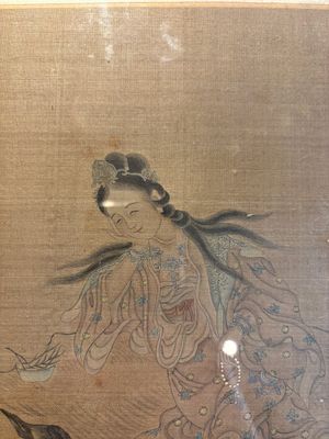 Chinese school: 'Bodhisattva and a Dragon', ink and colour on silk, 19th C. — foto 7