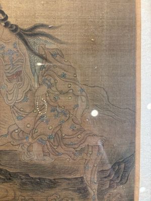 Chinese school: 'Bodhisattva and a Dragon', ink and colour on silk, 19th C. — foto 8