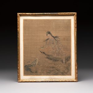 Chinese school: 'Bodhisattva and a Dragon', ink and colour on silk, 19th C. — foto 1