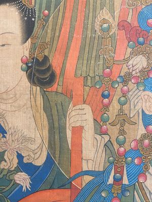 Chinese school: 'Bodhisattva with two servants', ink and colour on silk, 18/19th C. — photo 13