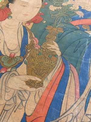 Chinese school: 'Bodhisattva with two servants', ink and colour on silk, 18/19th C. — photo 8