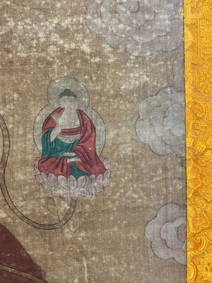 Chinese school: 'Buddha standing on two lotus flowers', ink and colour on silk, 18/19th C. — 照片 16
