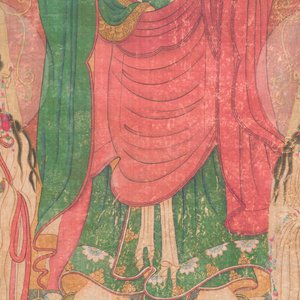 Chinese school: 'Buddha standing on two lotus flowers', ink and colour on silk, 18/19th C. — 照片 5