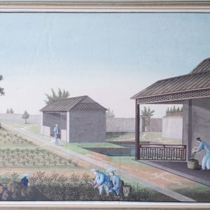Chinese school, Canton, aquarel op papier, 19e eeuw: Vier scènes met de theeproductie — foto 12