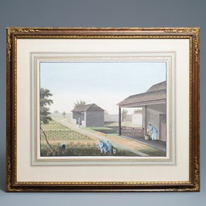 Chinese school, Canton, aquarel op papier, 19e eeuw: Vier scènes met de theeproductie — foto 2