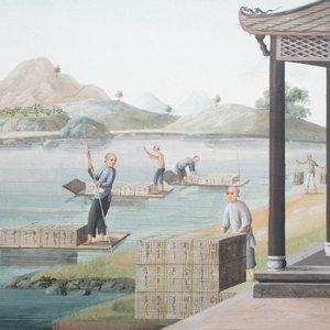 Chinese school, Canton, aquarel op papier, 19e eeuw: Vier scènes met de theeproductie — foto 7