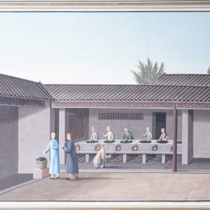 Chinese school, Canton, aquarel op papier, 19e eeuw: Vier scènes met de theeproductie — foto 10