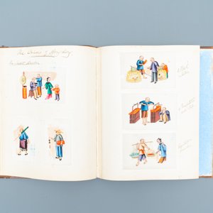 Chinese school, Canton, ink and colour on paper, 19th C.: an album and two boxes with 70 paintings — photo 7