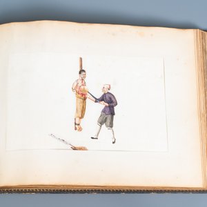 Chinese school, Canton, ink and colour on paper, 19th C.: an album with 29 landscapes and punishment scenes — 照片 22