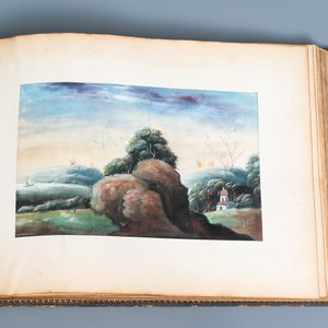 Chinese school, Canton, ink and colour on paper, 19th C.: an album with 29 landscapes and punishment scenes — 照片 24