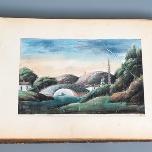Chinese school, Canton, inkt en kleur op rijstpapier, 19e eeuw: een album met 29 landschappen en lijfstraffen — foto 1