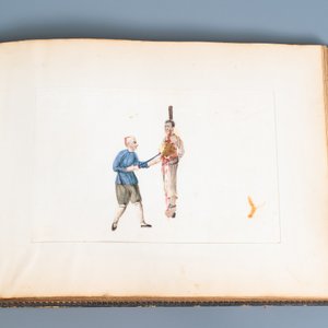 Chinese school, Canton, inkt en kleur op rijstpapier, 19e eeuw: een album met 29 landschappen en lijfstraffen — foto 20