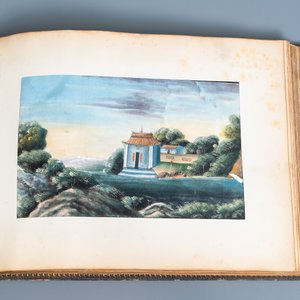 Chinese school, Canton, inkt en kleur op rijstpapier, 19e eeuw: een album met 29 landschappen en lijfstraffen — foto 25