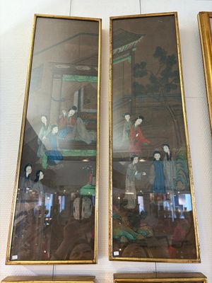 Chinese school: 'Courtyard Scenes with Figures', ink and colour on silk, 19th C. — photo 1