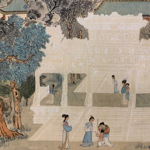 Chinese school: 'Da Guan Yuan' garden, ink and colour on paper, 20th C. — photo 11