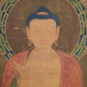 Chinese school, dated 1454, ink and colour on silk: Portrait of Shakyamuni Buddha — photo 8