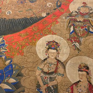 Chinese school: 'De 33-koppige Avalokitesvara', inkt en kleur op zijde, 19/20e eeuw — foto 21