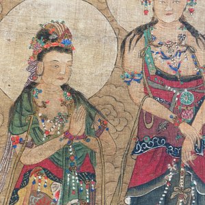 Chinese school: 'De 33-koppige Avalokitesvara', inkt en kleur op zijde, 19/20e eeuw — foto 52