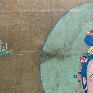 Chinese school: De staande godin Guanyin, inkt en kleur op papier, 18/19e eeuw — foto 11