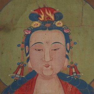 Chinese school: De staande godin Guanyin, inkt en kleur op papier, 18/19e eeuw — foto 13