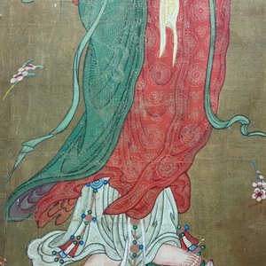 Chinese school: De staande godin Guanyin, inkt en kleur op papier, 18/19e eeuw — foto 6