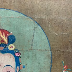 Chinese school: De staande godin Guanyin, inkt en kleur op papier, 18/19e eeuw — foto 10