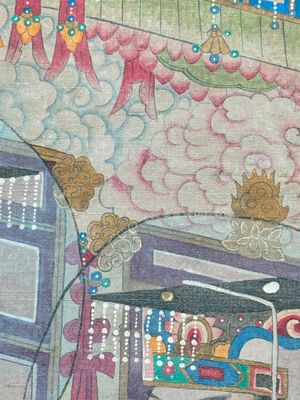 Chinese school: 'Deities in heaven', ink and colour on silk, Qing — 照片 16