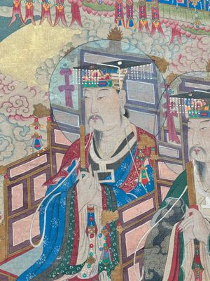 Chinese school: 'Deities in heaven', ink and colour on silk, Qing — 照片 5