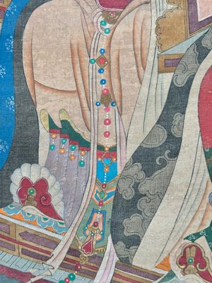 Chinese school: 'Deities in heaven', ink and colour on silk, Qing — 照片 6