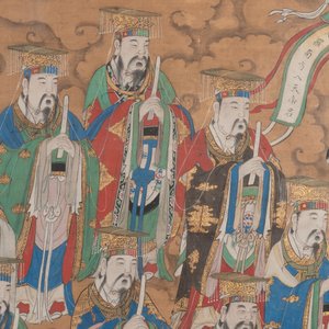 Chinese school: 'Deities in heaven', ink and colour on silk, Qing — photo 2