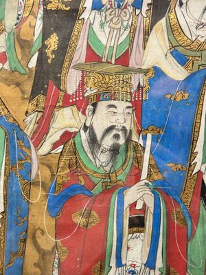 Chinese school: 'Deities in heaven', ink and colour on silk, Qing — 照片 5