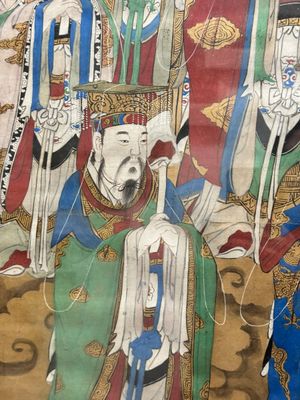 Chinese school: 'Deities in heaven', ink and colour on silk, Qing — 照片 10