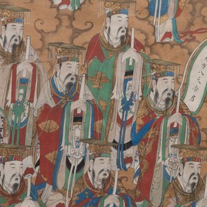 Chinese school: 'Deities in heaven', ink and colour on silk, Qing — 照片 3