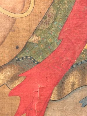 Chinese school: 'Deity and foo dog', ink and colour on silk, 16/17th C. — photo 14