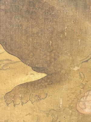 Chinese school: 'Deity and foo dog', ink and colour on silk, 16/17th C. — photo 19