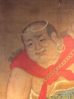 Chinese school: 'Deity and foo dog', ink and colour on silk, 16/17th C. — photo 2