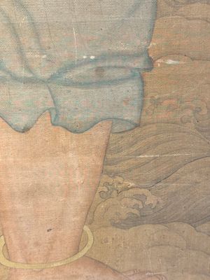 Chinese school: 'Deity and foo dog', ink and colour on silk, 16/17th C. — photo 23