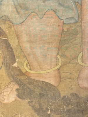 Chinese school: 'Deity and foo dog', ink and colour on silk, 16/17th C. — photo 25